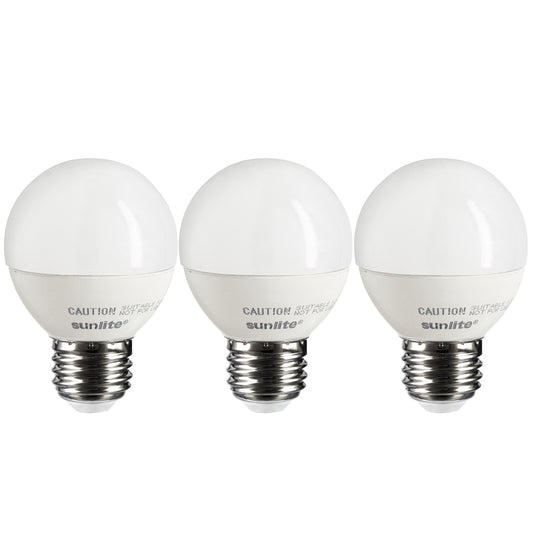 Sunlite LED G16 Globe 5W (40W Equivalent) Bulb Medium (E26) Base, Frosted, 2700K Warm White - 3 Pack