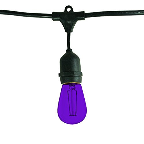 Bulbrite STRING15/E26-11S14PUOutdoor String Light w/Purple Incandescent 11S14 Bulbs, 48-Feet, 15 Lights