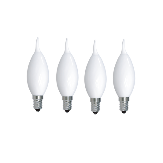 Bulbrite Pack of (4) 5 Watt Dimmable Milky Filament CA10 Candelabra (E12) LED Bulb - 500 Lumens, 3000K, and 90 CRI