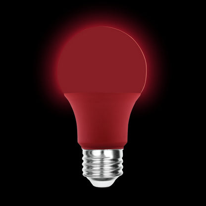 Luxrite LED A19 Colored Light Bulb, E26 - Medium Base, 8W, Red Finish, Non-Dimmable, Shatter Proof , Pack of 9(LR21495)