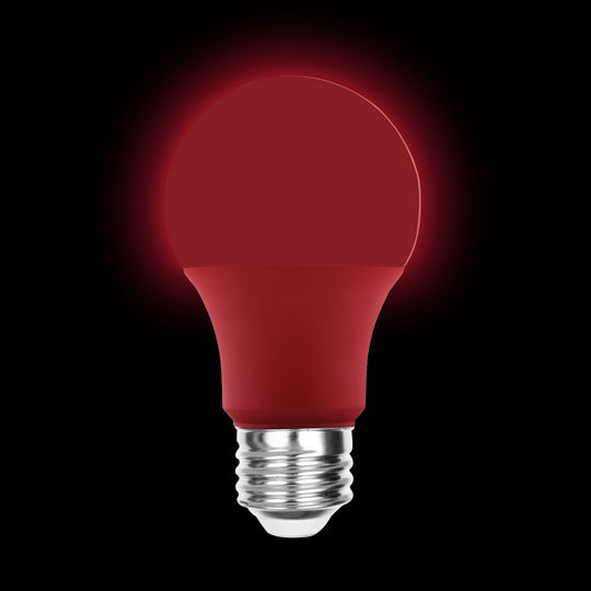 Luxrite LED A19 Colored Light Bulb, E26 - Medium Base, 8W, Red Finish, Non-Dimmable, Shatter Proof (LR21495)