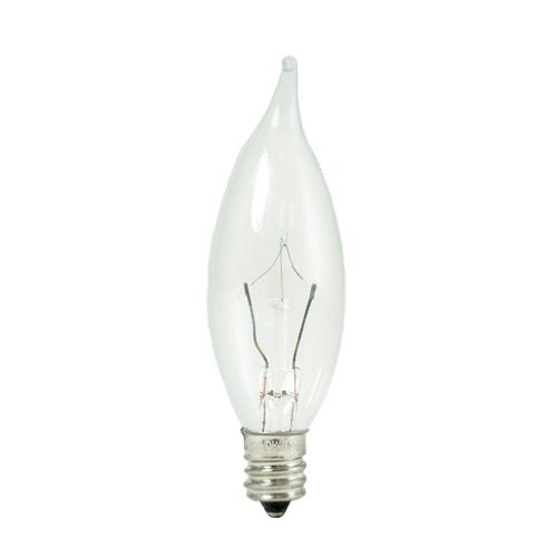 Bulbrite KR10CFC/25 10 Watt Dimmable Krypton Krystal Touch Flame Tip CA8 Chandelier Bulb, Candelabra Base, Clear, 10-Pack