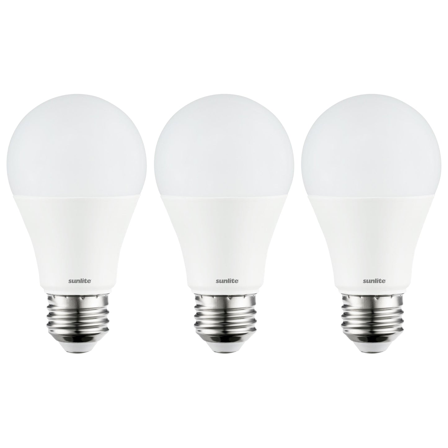 3 Pack Sunlite A19 LED Bulbs, 11 Watt (75 Watt Equivalent), 1100 Lumens, Medium (E26) Base, 5000K Super White, UL Listed