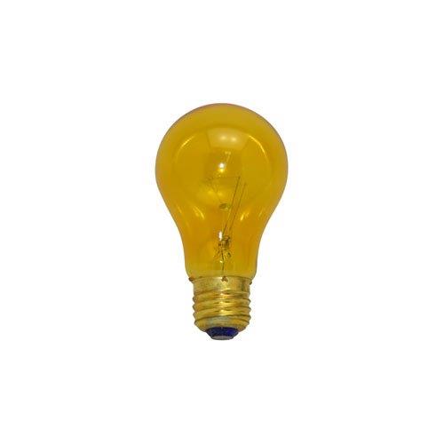 Bulbrite 25A/TY 25 Watt Incandescent A19 Party Bulb, Medium Base, Transparent Yellow