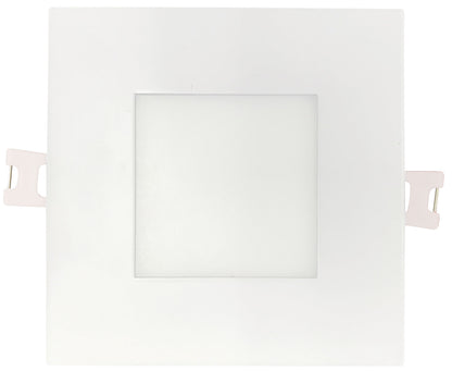 Luxrite LED 4" Mini Panel Square Smooth Canless Wafer Spotlight, 10W, 750 Lumens, Color Selectable - 2700K/3000K/3500K/4000K/5000K, 80 CRI, White Finish, Dimmable, Pack of 3 (LR23759)