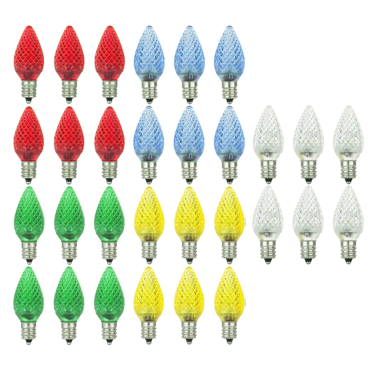 Sunlite 41295-SU Decorative Holiday Light Bulbs, Christmas Lighting, LED C7, E12 Candelabra Base, 0.4 Watt, Multi Colored, 30 Pack