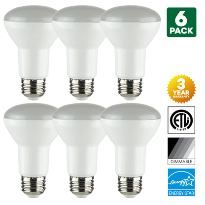 Sunlite 82035-SU LED 90 CRI R20 Reflector Bulb, 7 Watts (50W Equivalent), 525 Lumens, Dimmable, Medium Base (E26), Wide 105° Beam Angle, Energy Star Certified, ETL Listed, 30K - Warm White 6 Pack