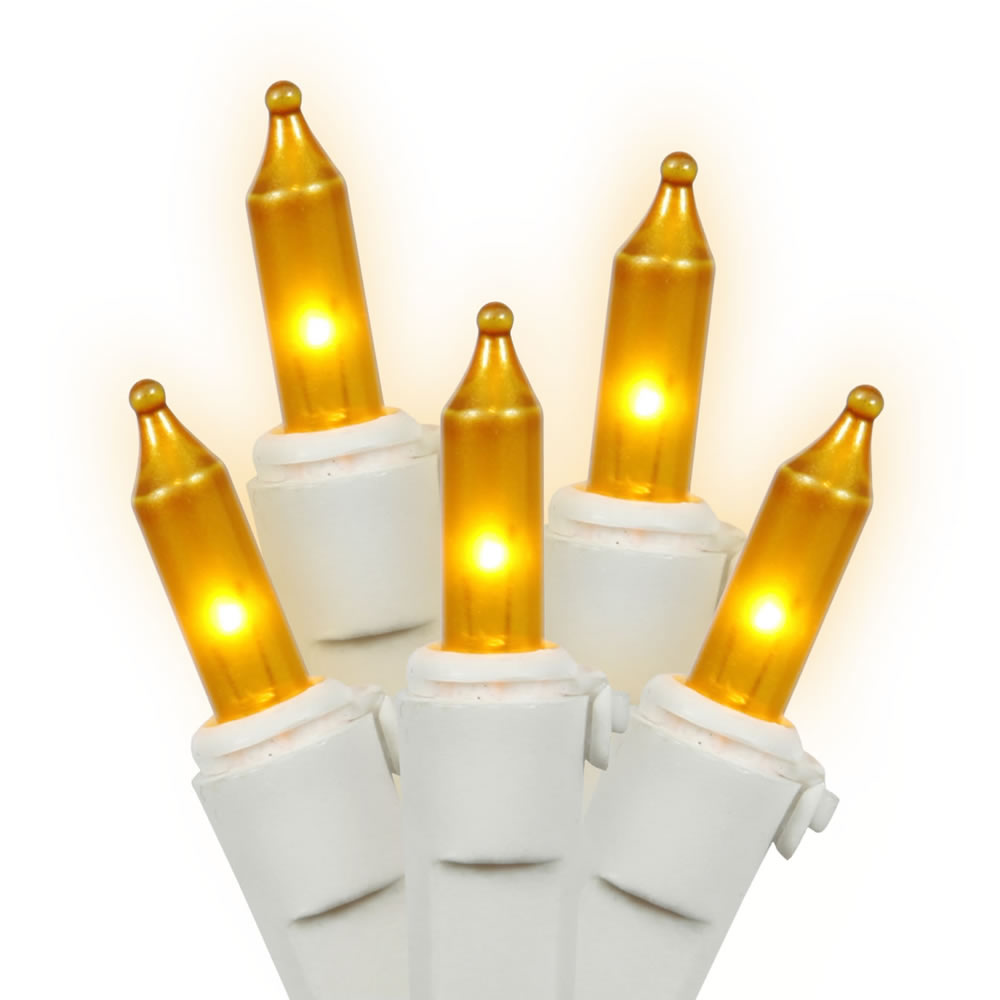 Vickerman 100 Yellow Mini Light Icicle Light on White Wire, 9' Christmas Light Strand- 2 Pack