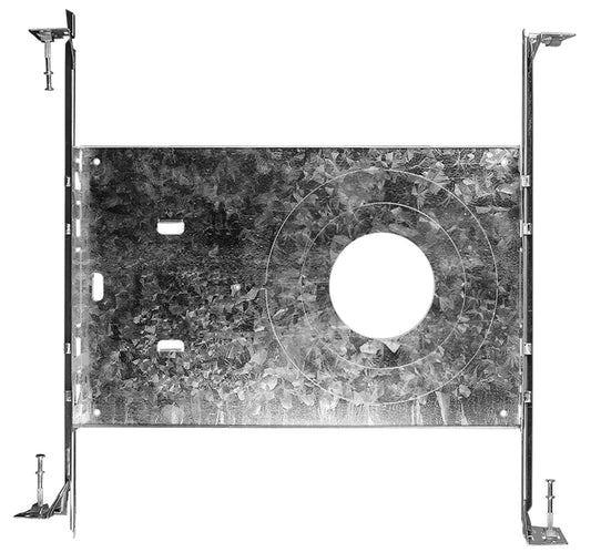 Luxrite 3 Sizes Round New Construction Mounting Plate, Galvanized Steel Finish (LR41002)