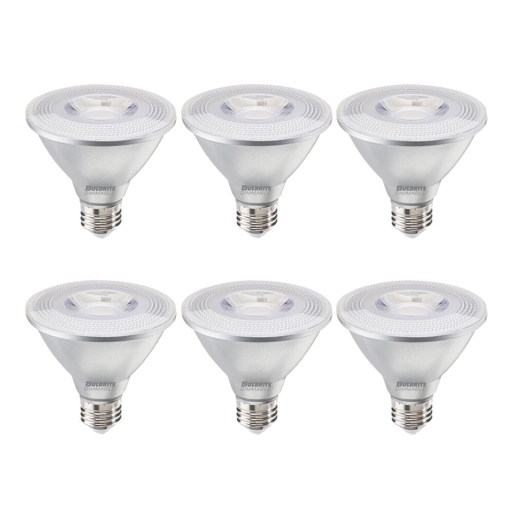 Bulbrite Pack of (6) 10 Watt Dimmable Narrow Flood PAR30SN Medium (E26) LED Bulb - 830 Lumens, 2700K, and 90 CRI