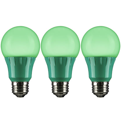 Sunlite LED A Type Colored 3W Light Bulb Medium (E26) Base, Green