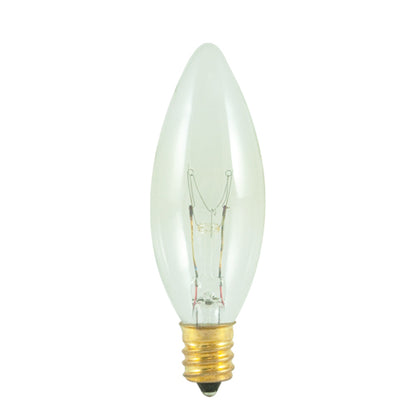 Bulbrite 15CTC/25/2 15 Watt Incandescent B8 Torpedo Chandelier Bulb, Candelabra Base, Clear