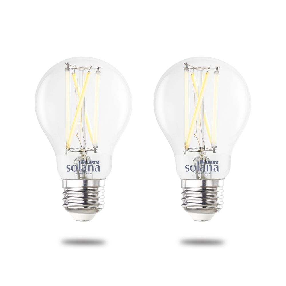 Bulbrite Solana 2-Pack 60 Watt Equivalent A19 Smart WiFi Connected 90CRI LED Edison Filament Light Bulb