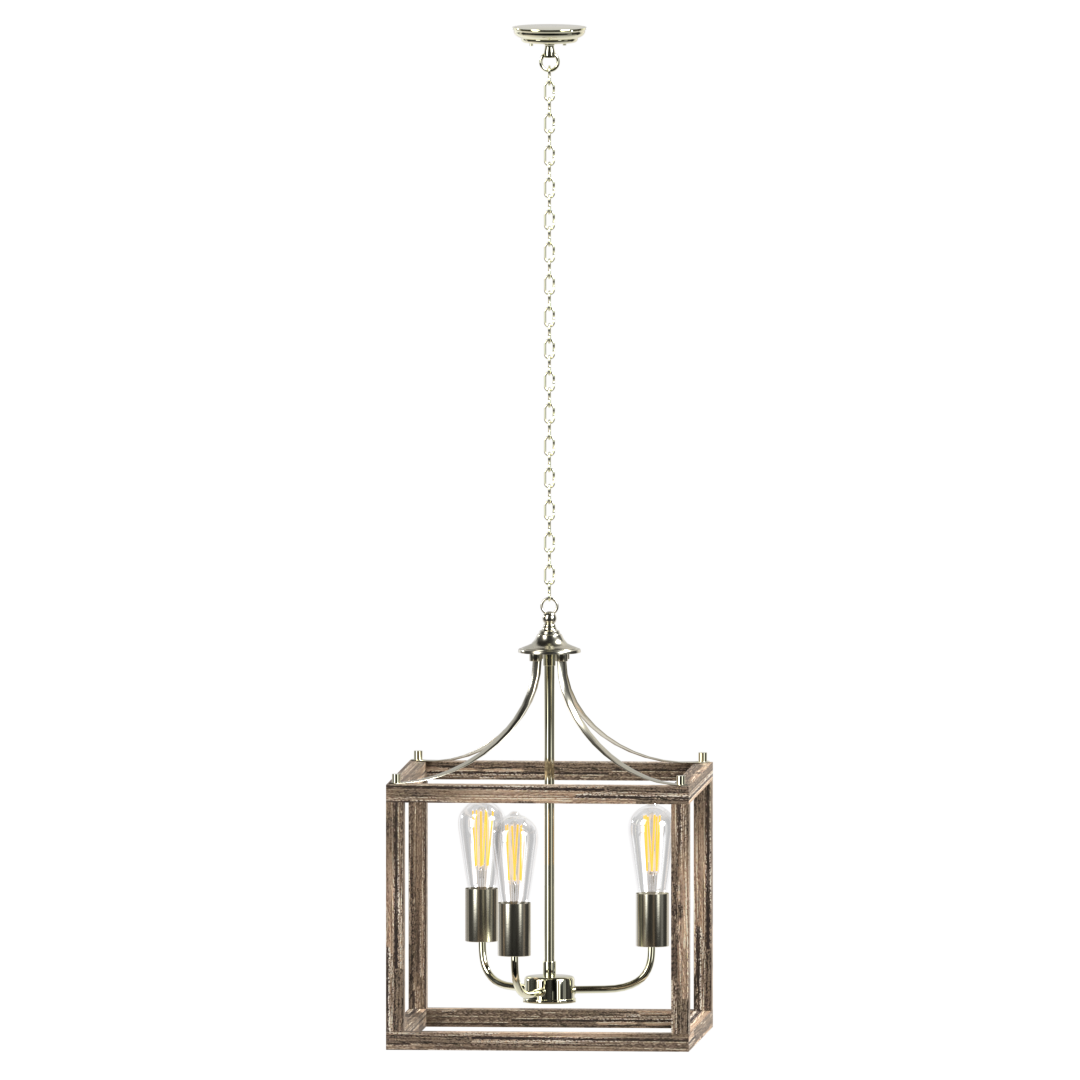 Gabbia Three Light Square Farmhouse Pendant Fixture