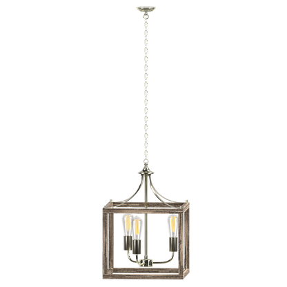 Gabbia Three Light Square Farmhouse Pendant Fixture