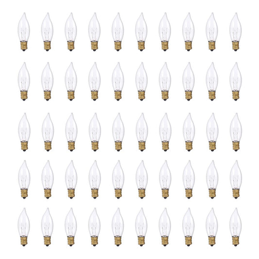 Bulbrite Pack of (50) 40 Watt Dimmable Clear CA8 Incandescent Light Bulbs with Candelabra (E12) Base, 2700K Warm White Light