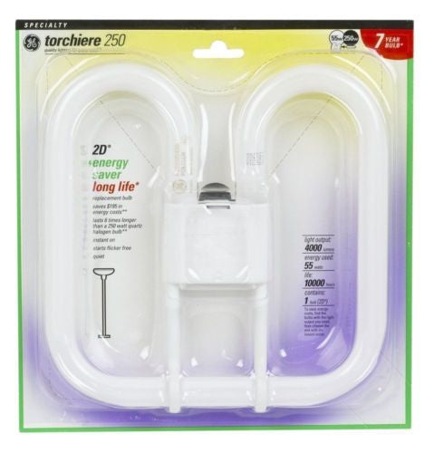 GE Lighting 40184 Energy Smart 55-Watt 2-D Compact Fluorescent Bulb, 250-Watt Replacement
