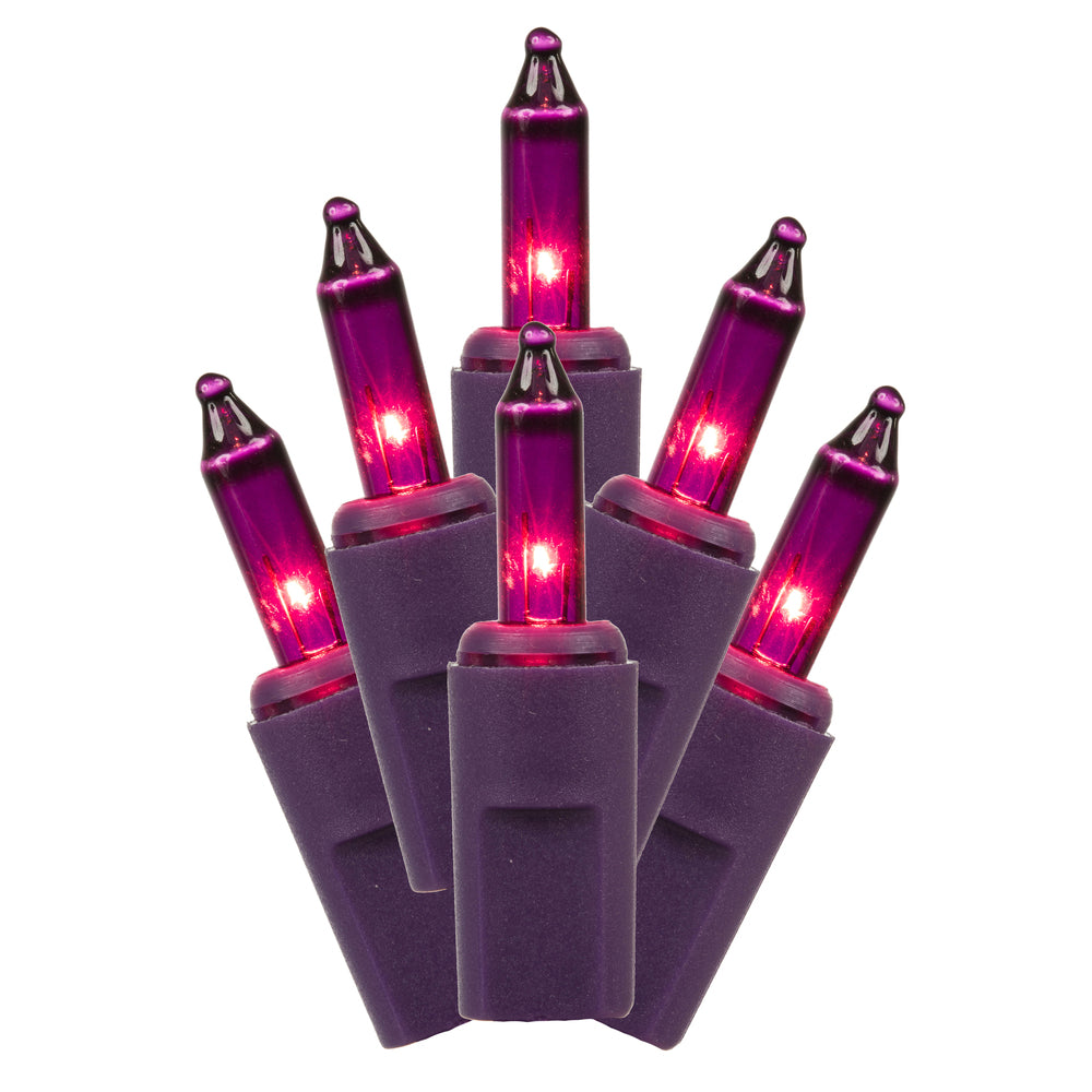 Vickerman 50 Mauve Dura-lit Mini Light on Mauve Wire, 37' Christmas Light Strand- 2 Pack