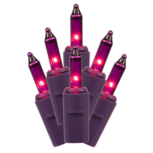 Vickerman 50 Mauve Dura-lit Mini Light on Mauve Wire, 37' Christmas Light Strand- 2 Pack