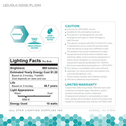 Luxrite Downlight LED/IDL4/3000K/FL/DIM 3000K Soft White