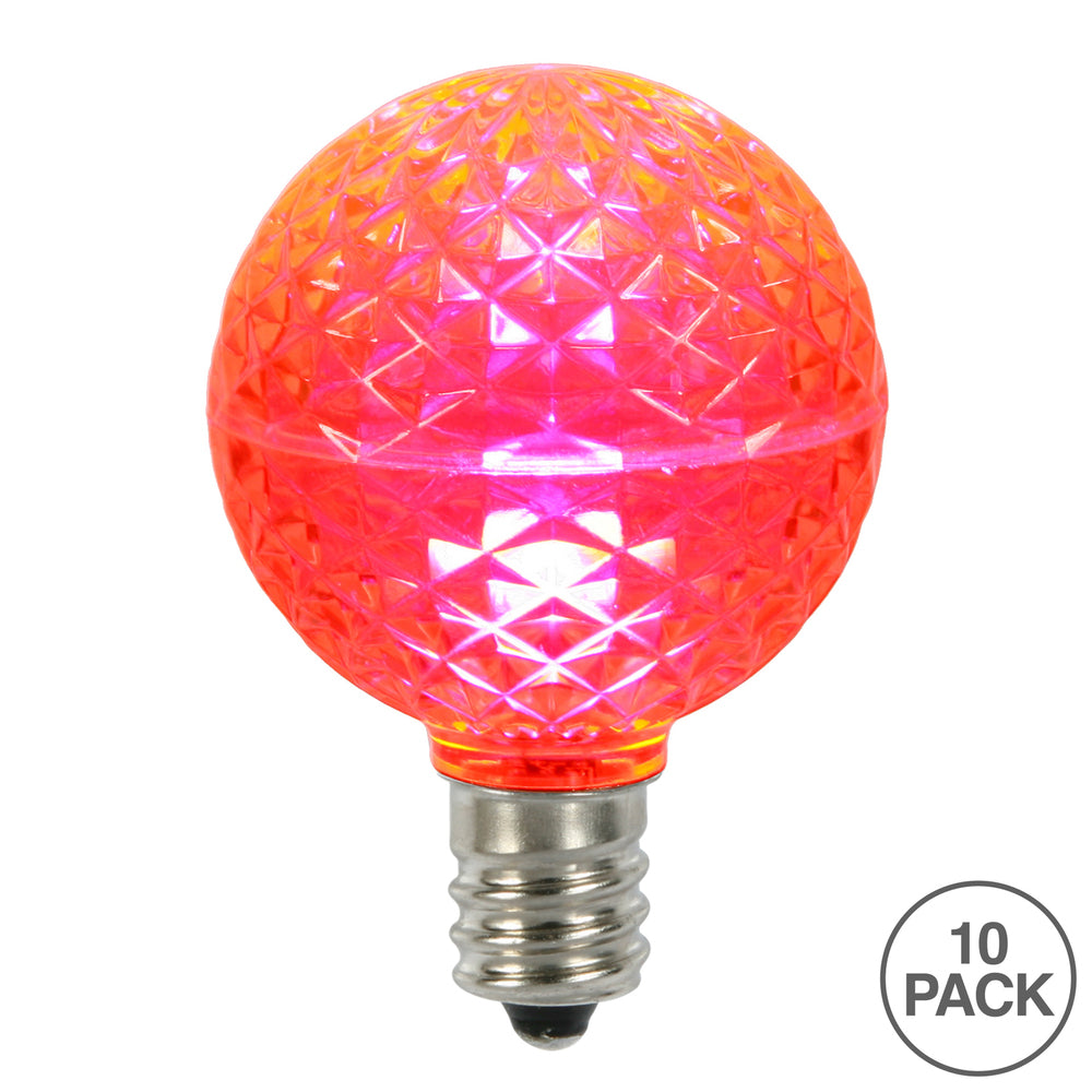 Vickerman G50 LED Pink Faceted Replacement Bulb, E17/C9 Nickel Base, 20 Pack.