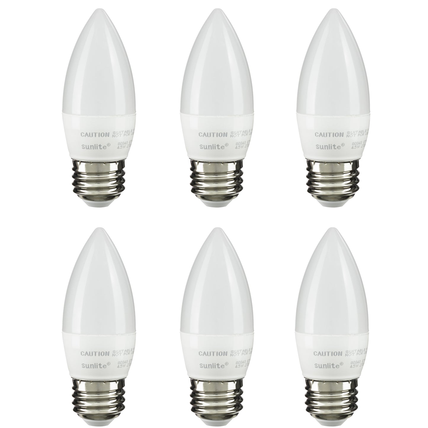 Sunlite 41380-SU LED Torpedo Tip B11 Chandelier Light Bulb, 7 Watts (60W Equivalent), 500 Lumens, Medium Base (E26), Dimmable, Energy Star, 2700K - Warm White, 6 Pack, Frosted