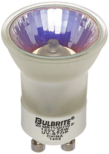 Bulbrite 20MR11/GU10F 20 Watt Dimmable Halogen Lensed MR11 Bulb, Twist and Lock GU10 Base, Frost