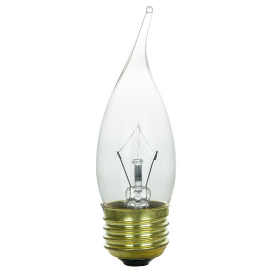 Sunlite 60 Watt Flame Tip Chandelier, Medium Base, Clear