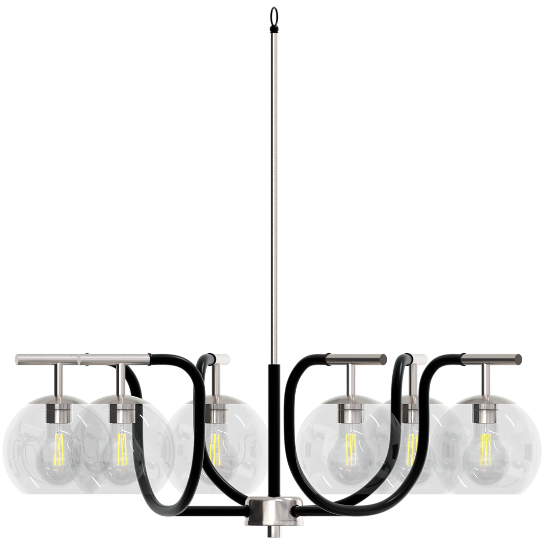 Rotondo Six Light Modern Chandelier Fixture with Glass Shades