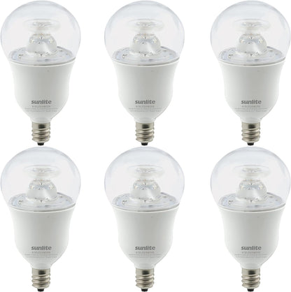 Sunlite LED A15 Appliance Clear Light Bulb, 6 Watts (40W Equivalent), 450 Lumens, Candelabra Base (E12), 90 CRI, Dimmable, ETL Listed, Ceiling Fan, 3000K Warm White, 6 Count