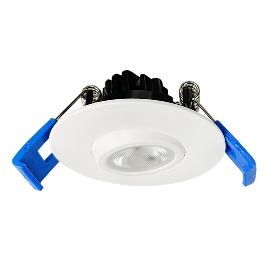 Luxrite LED 2" Round Gimbal Canless Spotlight, 5W, 400 Lumens, Color Selectable - 2700K/3000K/3500K/4000K/5000K, 80 CRI, White Finish, Dimmable (LR23236)