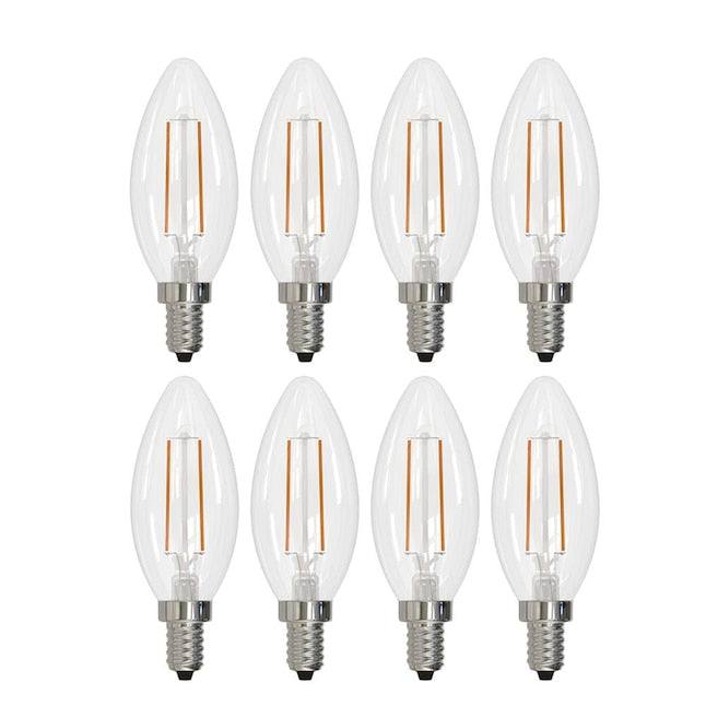 Bulbrite Pack of (8) 4 Watt Dimmable CLEAR Filament B11 Candelabra (E12) LED Bulb - 350 Lumens, 4000K, and 80 CRI