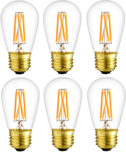 Sunlite 80474-SU LED S14 Filament Style Light Bulb, 4 Watts (30W Equivalent), 340 Lumens, 90 CRI, Medium Base (E26), Dimmable, UL Listed, 22K Amber, 6 Pack