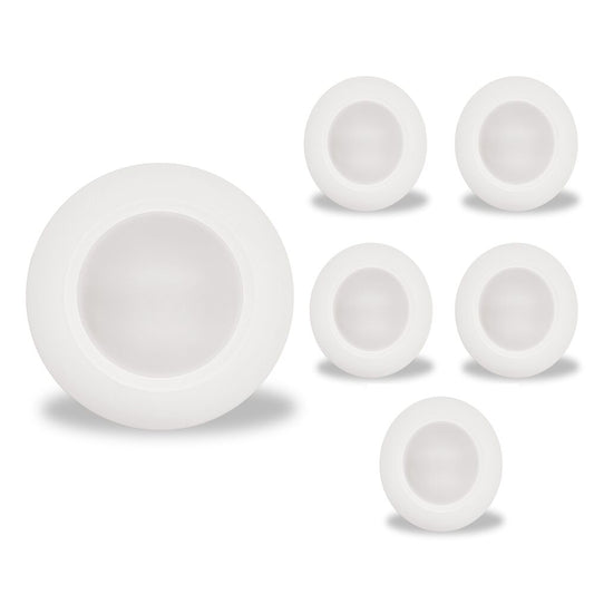 Bulbrite LED 7" Round Disc Light 5CCT White Aluminum with Pigtail JA8, E26 Medium Base, 14-Watt, White Finish, 6-Pack