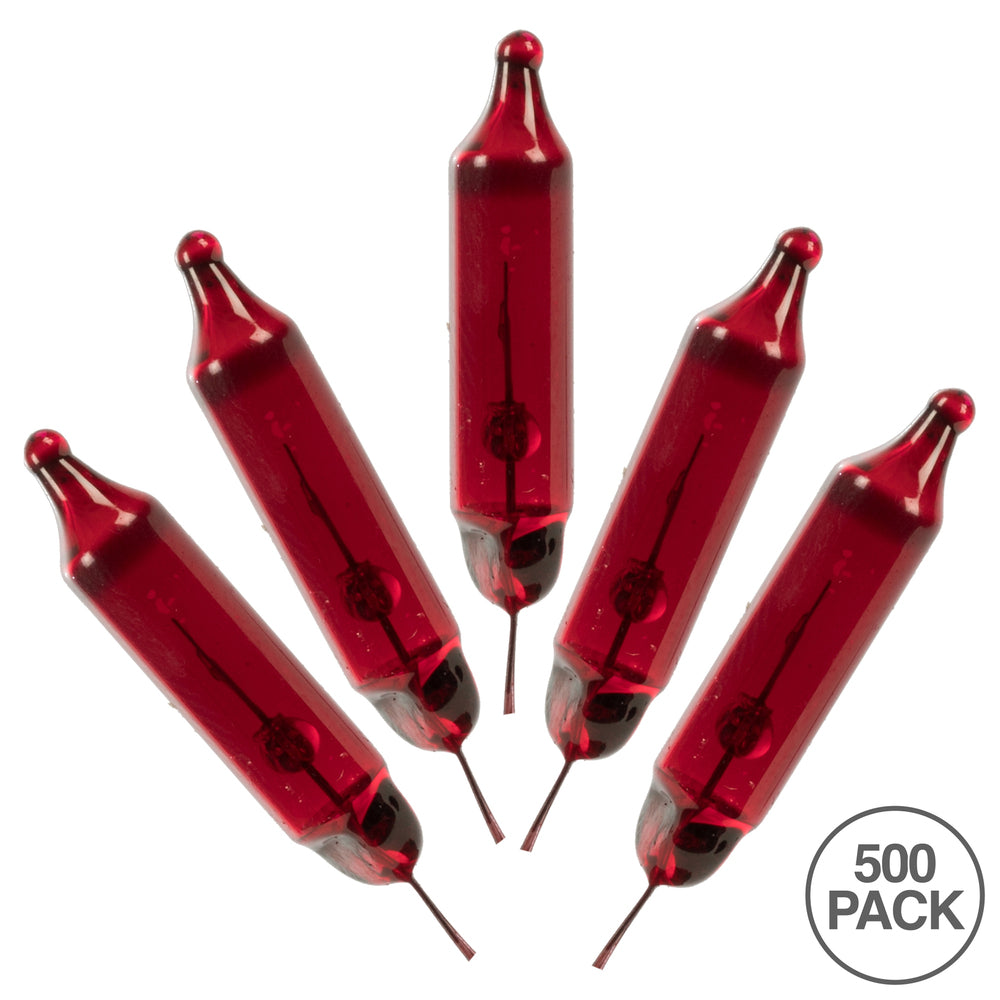 Vickerman Red Glass Incandescent Mini Bulb with Pinched Base, 3.5 Volt 125mA, 500/Bag- 3 Bags