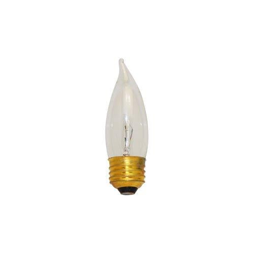 Bulbrite 25EFC/3 25 Watt Incandescent CA10 Flame Tip Chandelier Bulb, Medium Base, Clear