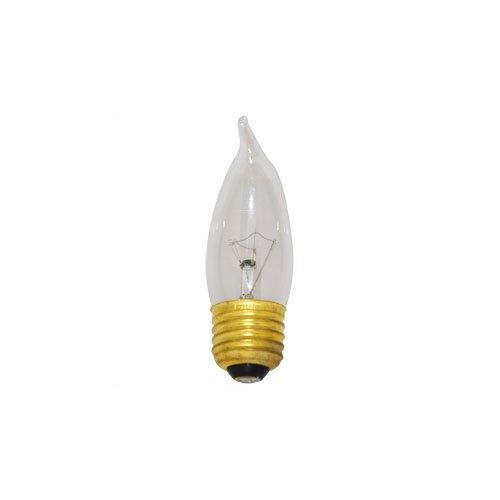 Bulbrite 40EFC/3 40 Watt Incandescent CA10 Flame Tip Chandelier Bulb, Medium Base, Clear