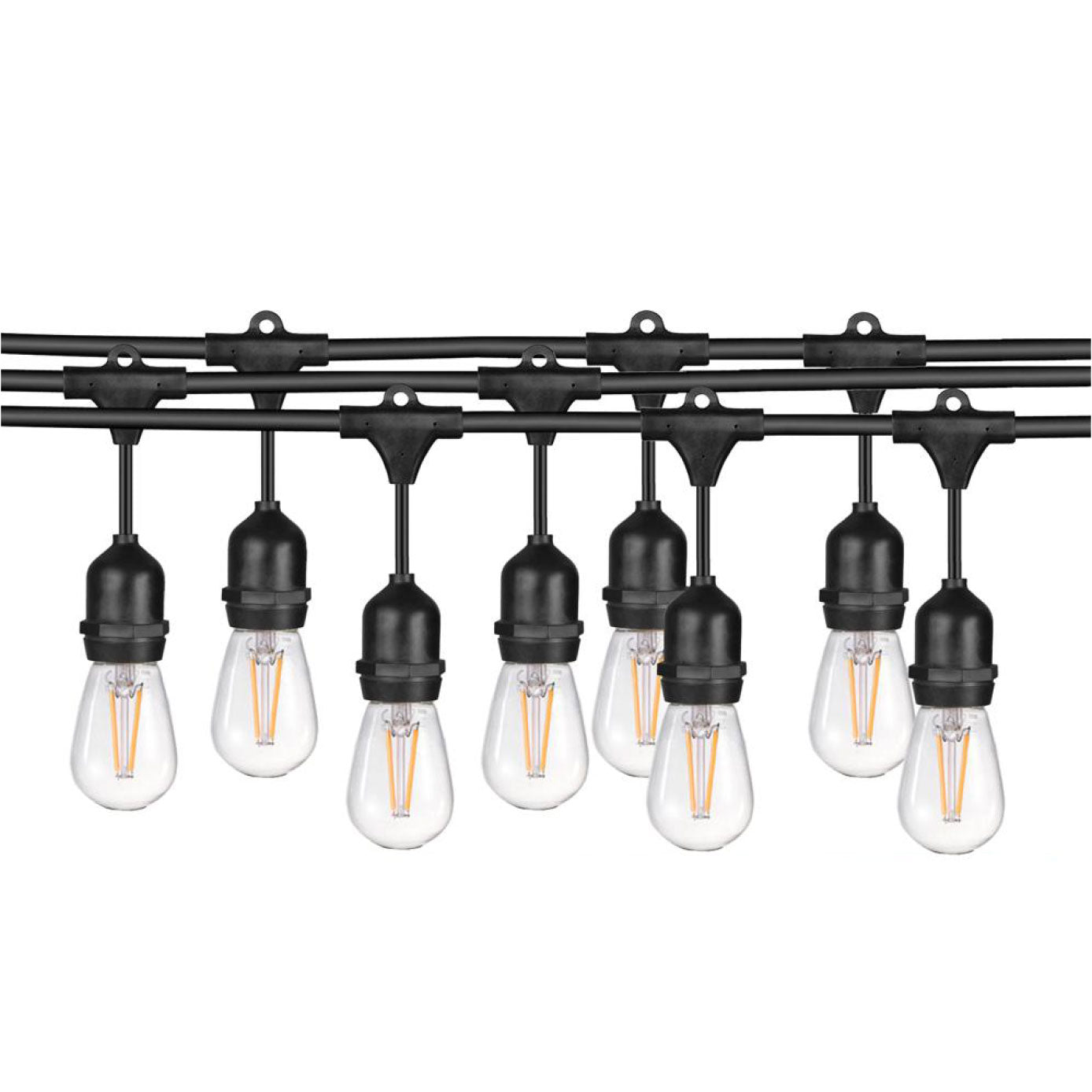 Sunlite 80572 48ft Outdoor String Lights, 1.5W Commercial Grade, Waterproof, Connectable Strands, UL Listed, 15 Hanging Sockets, Shatterproof LED Edison Bulbs Included, 2700K Warm White