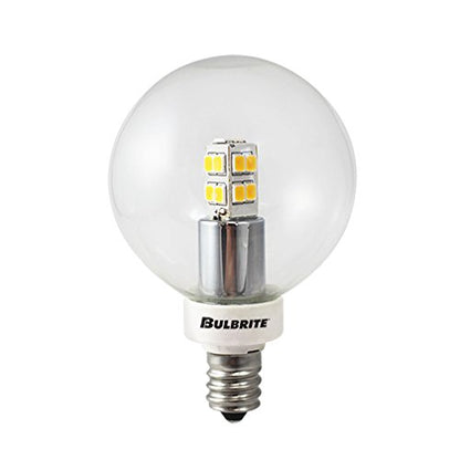 Bulbrite LED/G16/E12 2.5 Watt LED G16 Globe Bulb, 25 Watt Equivalent, Warm White, Candelabra Base