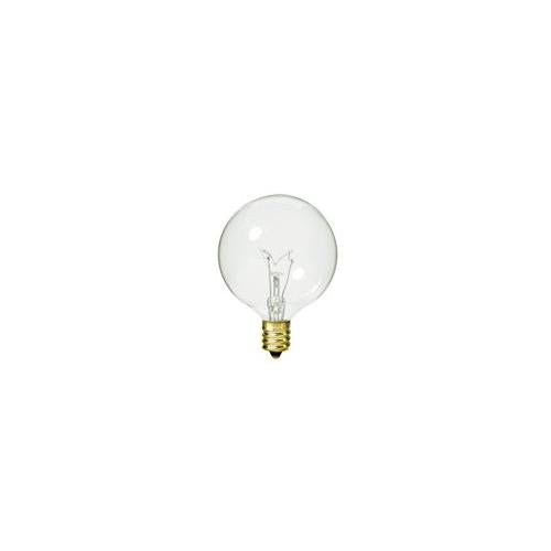 Bulbrite 15G16CL2 15 Watt Incandescent G16.5 Globe, Candelabra Base, Clear