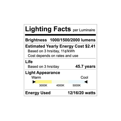 Luxrite Cct Change LED/CDL8/3WO/3CCT/B/JB 3000K/4000K/5000K Cct Select