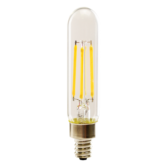 Luxrite LED T6.5 Tubular Light Bulb, E12 Candelabra Base, 5W, 3000K - Soft White, 80 CRI, Clear Finish, Dimmable (LR21657)