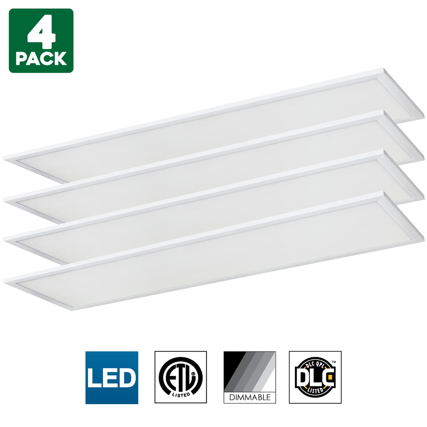 Sunlite LED Light Panel, 1x4 Foot, 40 Watt, 3500K Warm White, 3500 Lumens, Dimmable, DLC listed, 50000 Hours Average Life Span, 2-Pack