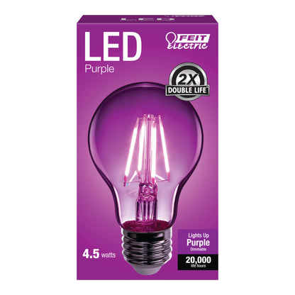 A19 Clear Glass Purple LED Bulb