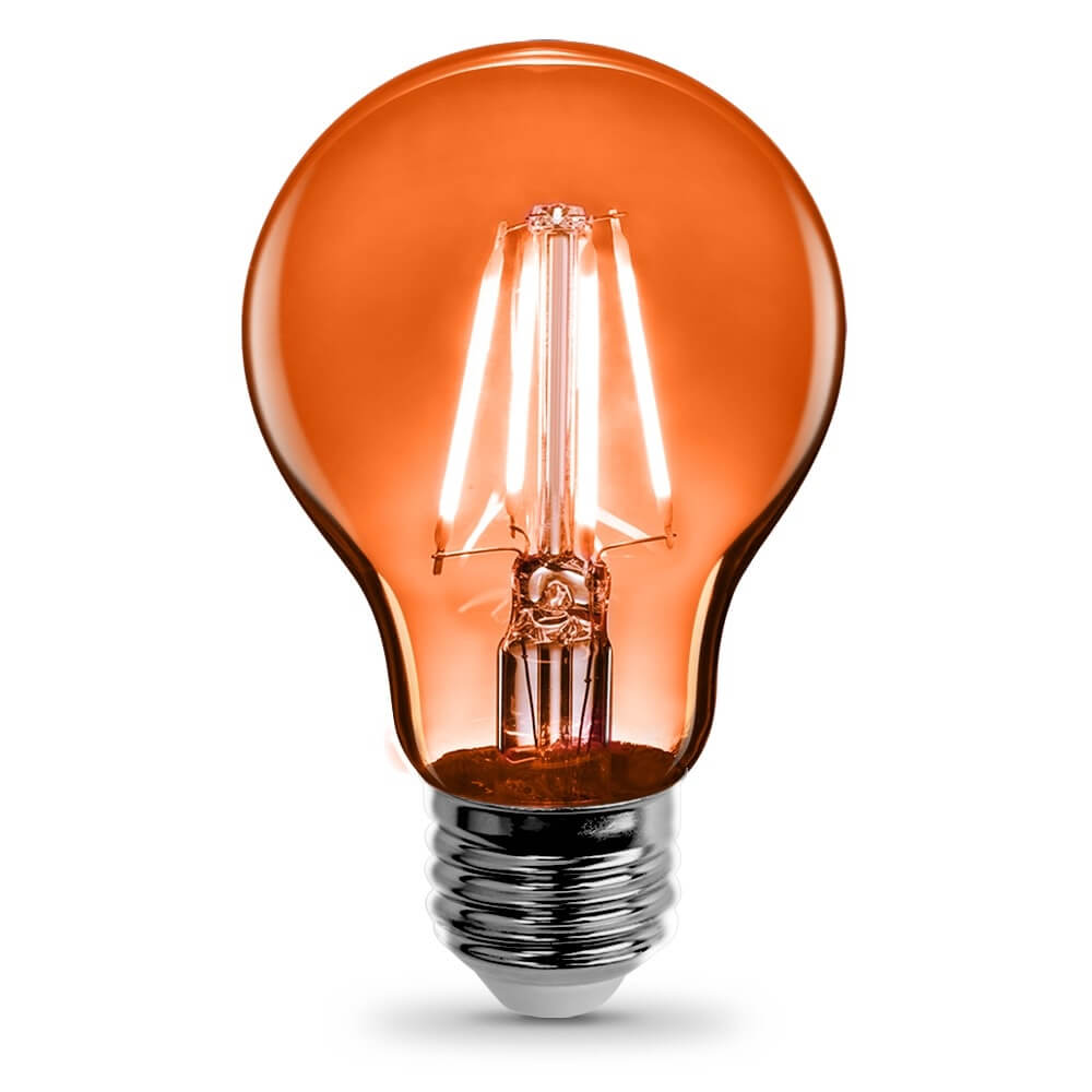 A19 Clear Glass Orange LED Bulb