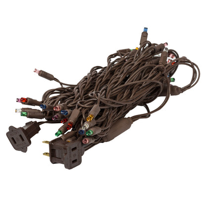 Vickerman 50 Multi-Colored LED light on Brown Wire, 25' Christmas Light Strand.- 2 Pack
