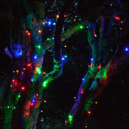 SUPER STROBE 50-LITE 4" SPACING 5MM LED LIGHT SET; MULTI BULBS; GREEN WIRE, Approx. 17'4" Long