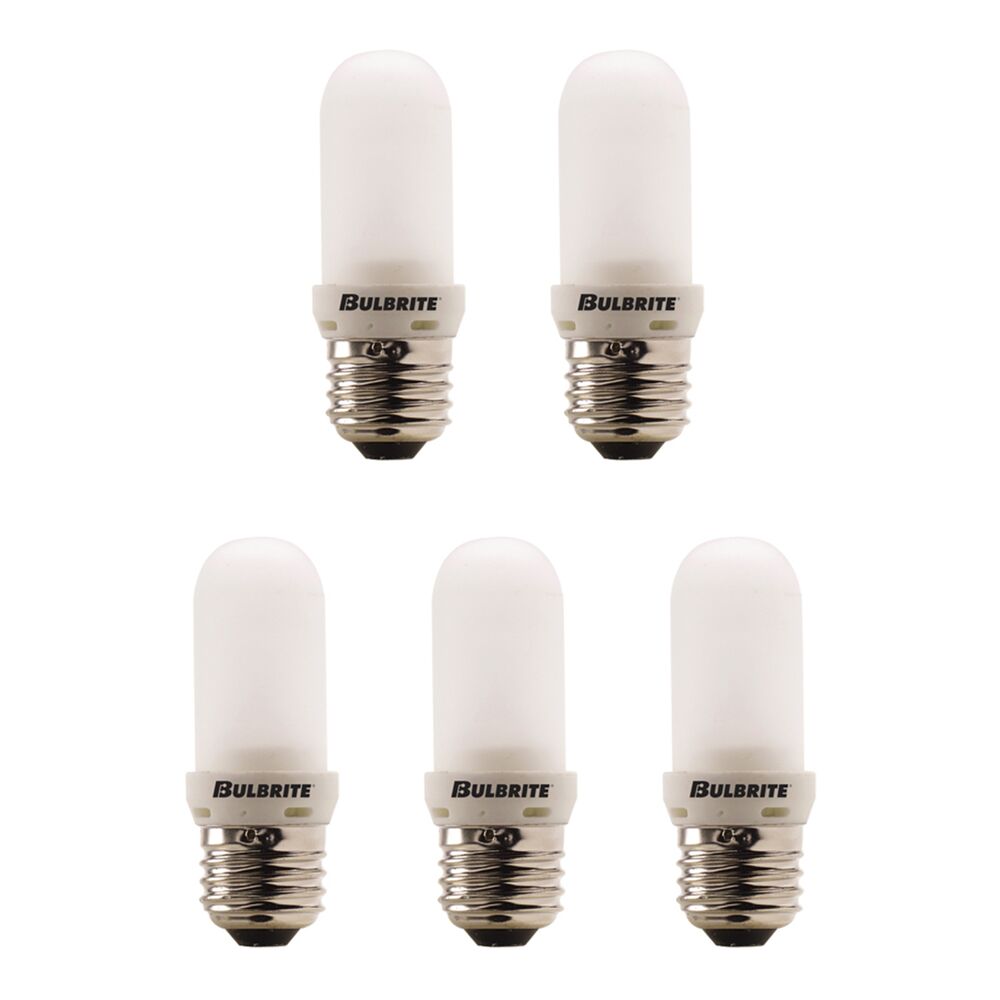 Bulbrite Pack of (5) 75 Watt 120V Dimmable Frost T8 Double Envelope Halogen Mini Light Bulbs with Medium (E26) Base, 2900K Soft White Light