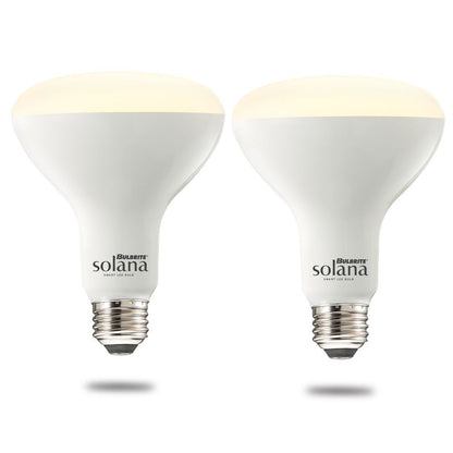 Bulbrite Solana 2-Pack BR30 WiFi Connected Ceiling LED Smart Light Bulb, Frost