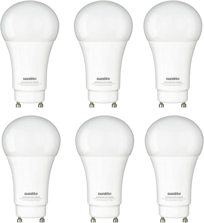 Sunlite 88256 LED A19 Light Bulb 12 Watts (75W Equivalent) 1100 Lumens, GU24 Twist and Lock Base, Dimmable, UL Listed, Energy Star, 5000K Super White, 6 Pack.